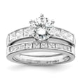 thumbnail image 2 of Sterling Silver Rhodium-plated CZ 2 Piece Wedding Ring Set QR1331, 2 of 4