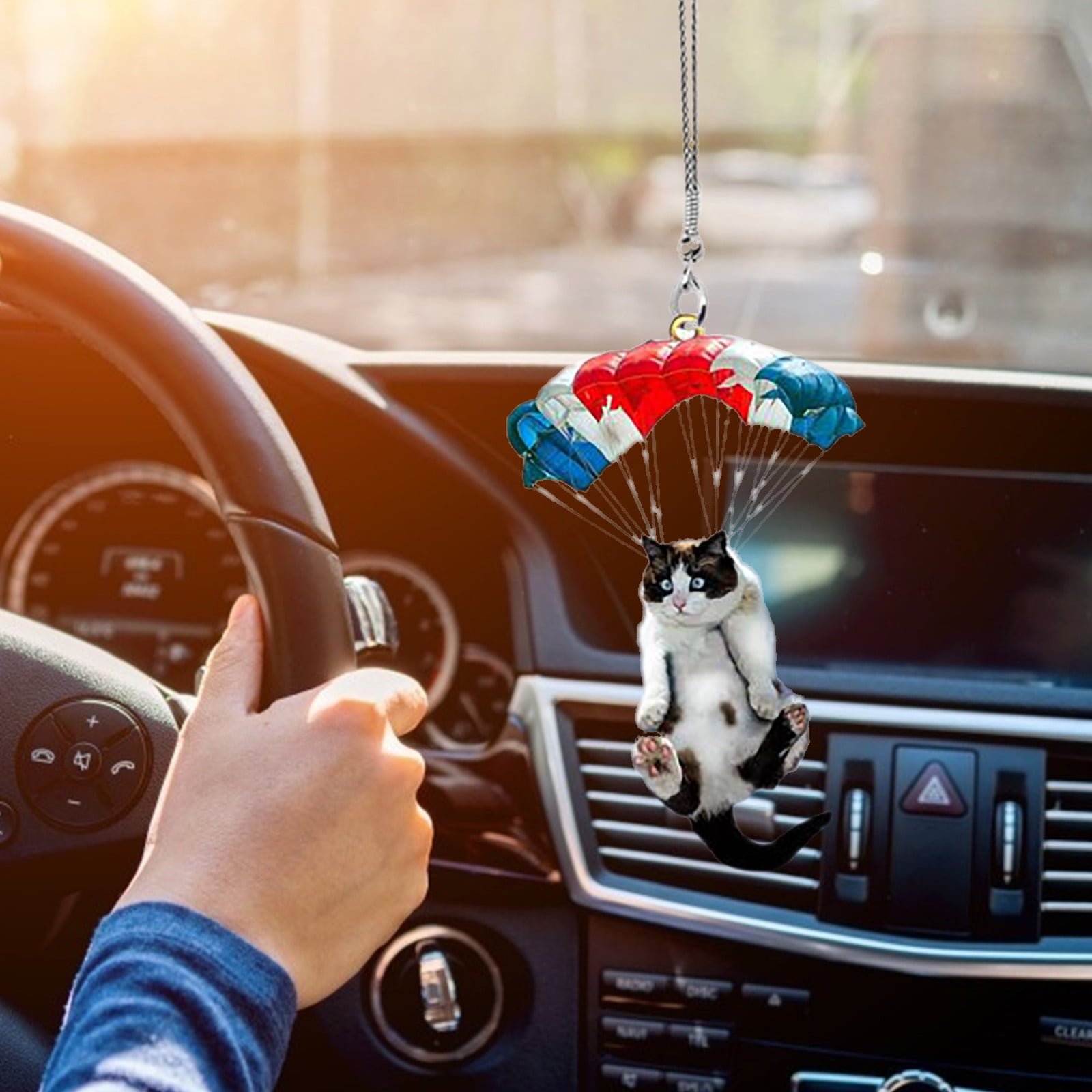 Rear View Mirror Hanging Accessories Of Funny Balloon Cat, Car