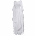 thumbnail image 2 of YMNXA Women's Dress Flare Sleeve Off Shoulder Solid Color Retro Style Elegant Fashion Slim Fit Dresses For Party White Xxxxl, 2 of 2