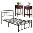 thumbnail image 1 of VECELO 3-Piece Bedroom Sets Metal Bed Frame and 2 Nightstand, 1 of 8