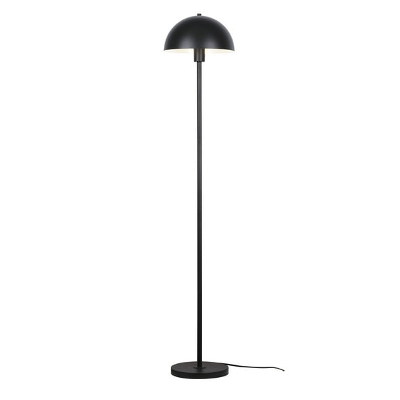 Kenroy Home Vega 56'' Floor Lamp with Black Metal Dome Shade Modern Floor Light Fixture for Living Room, Bedroom, or Office, Black