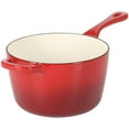 thumbnail image 2 of Crock-Pot Artisan 3 Quart Enameled Cast Iron Saucepan with Lid in Red and Gold, 2 of 5