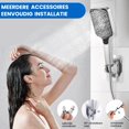 thumbnail image 3 of Shower Head with Hose - Water-Saving Shower Head 105mm - 3 Spray Types Rain Shower - High Pressure Shower Set with Holder - Silver Bathroom Shower for Family and Pets - Incl. Mounting, 3 of 6