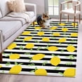 thumbnail image 5 of Area Rug 48×72in, Summer Farmhouses Lemons Leaves Floor Carpet Living Room Rug, Black White Stripe Non-Slip Welcome Mat Indoor Rugs for Bedroom Dining Room, 5 of 9