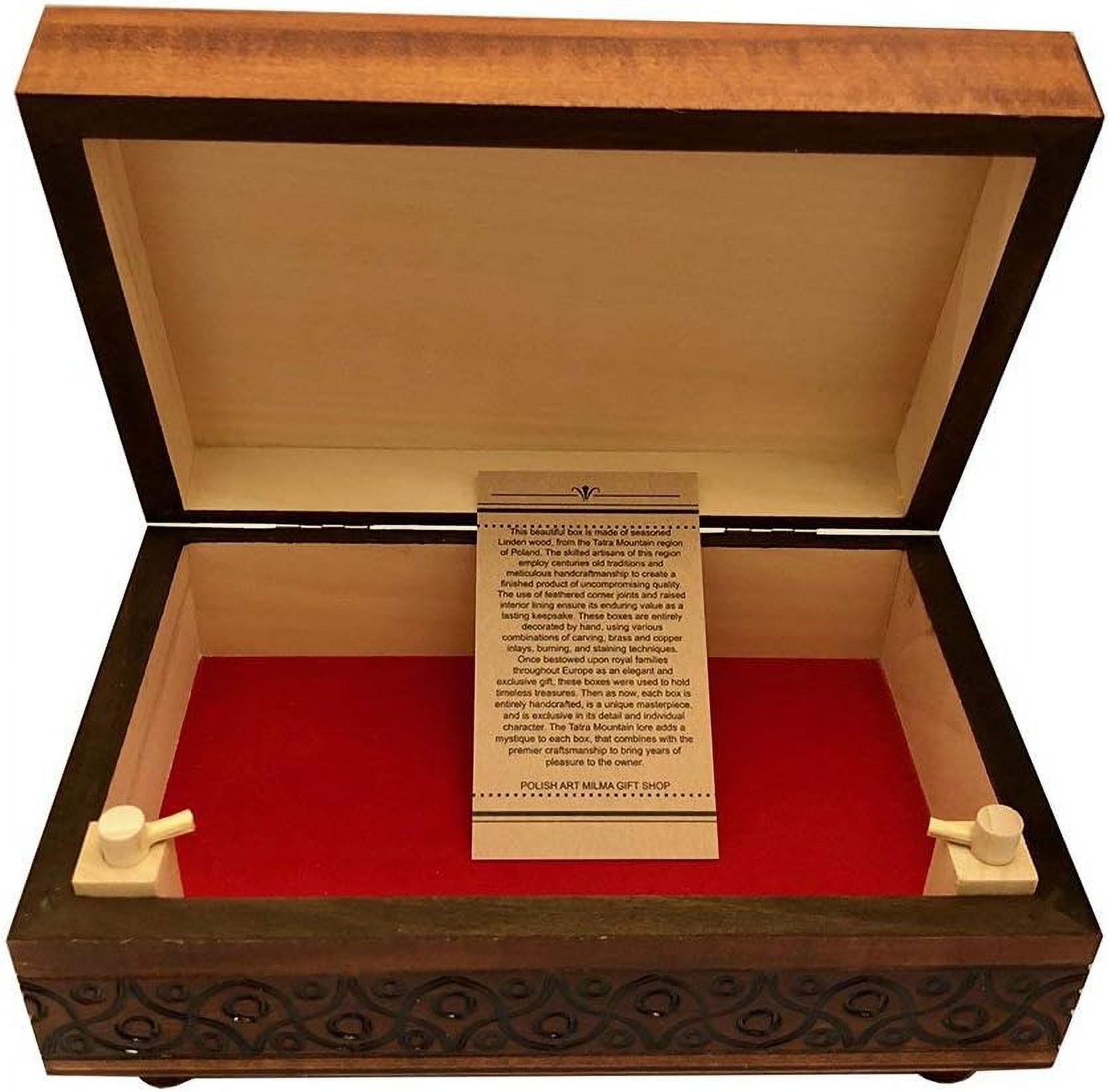 Handmade Wooden Puzzle Box Polish Linden Wood Secret Opening Keepsake Jewelry Box