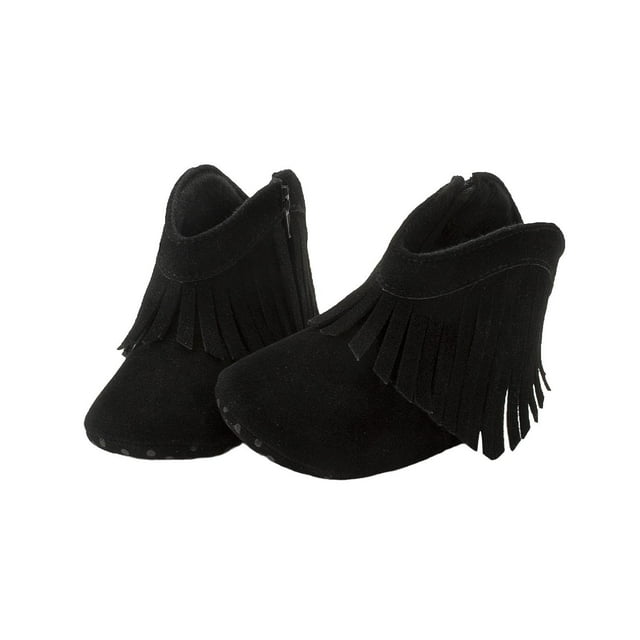 Mgmyaa Toddler Fringed Winter Boots Soft Sole Non-Slip Baby First Step Shoes Cold Weather Warm Design