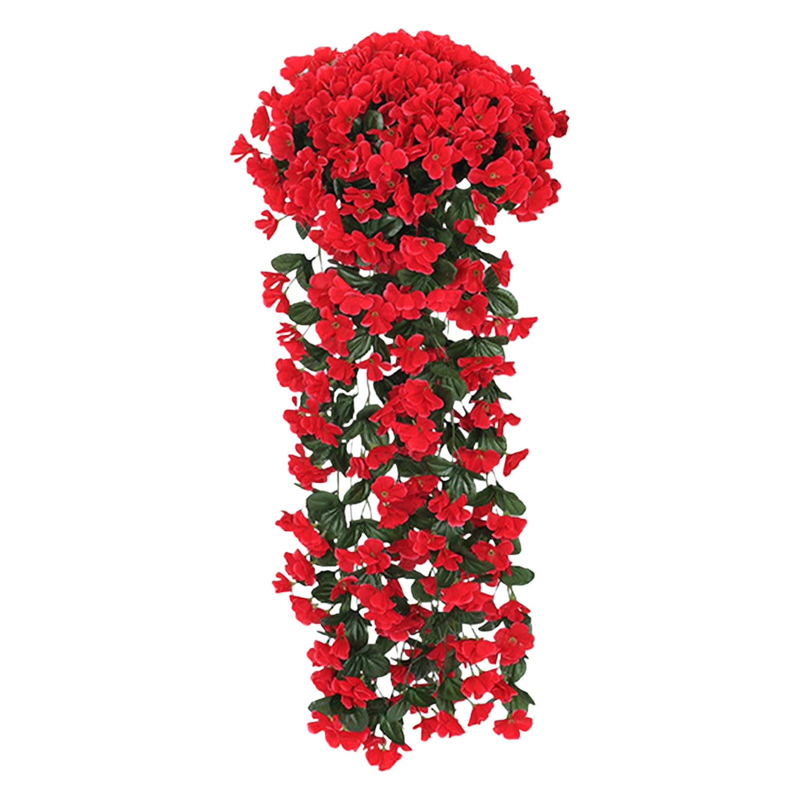 1pcs Artificial Hanging Flowers Outdoor Faux Plants Spring Decor Fake Mums Violets with Eucalyptus Realistic UV Resistant Trailing Vines Porch Yard Indoor Five-petal
