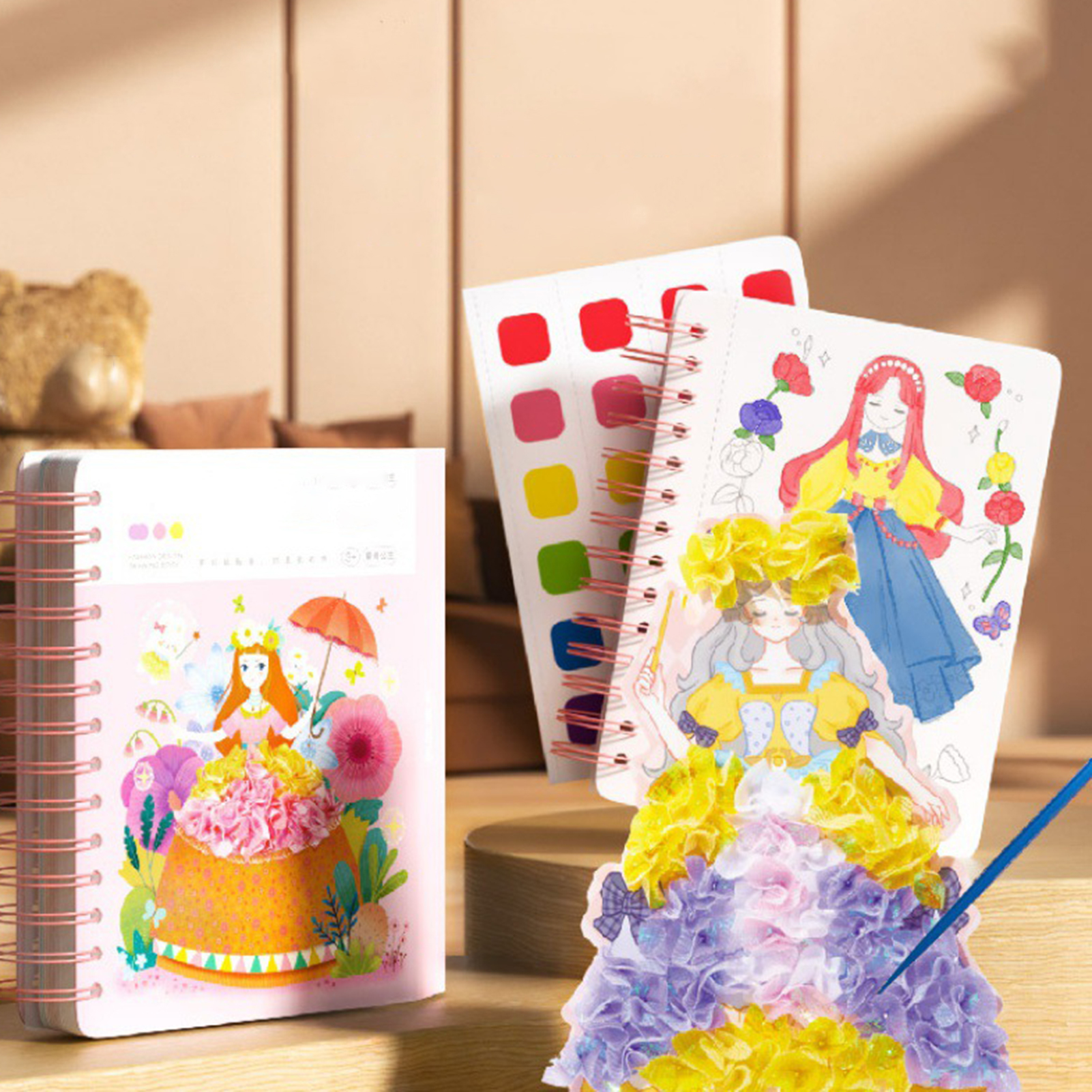 Kids Fashion Princess Dressup Drawing Book Creative DIY Craft Kit with Watercolor Painting