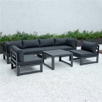 24.8 x 113.62 x 58.98 in. Chelsea 7 Piece Patio Sectional & Coffee Table Set with Black Aluminum Cushions, Black