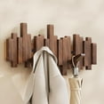 thumbnail image 2 of LPSSTORE Natural Wood Wall Mounted Coat Rack Coat Rack Wall Mount with 6 Flip down Hooks Behind The Door Storage No Drill Coat Hooks for Coats Bag Hat Umbrella, 2 of 4