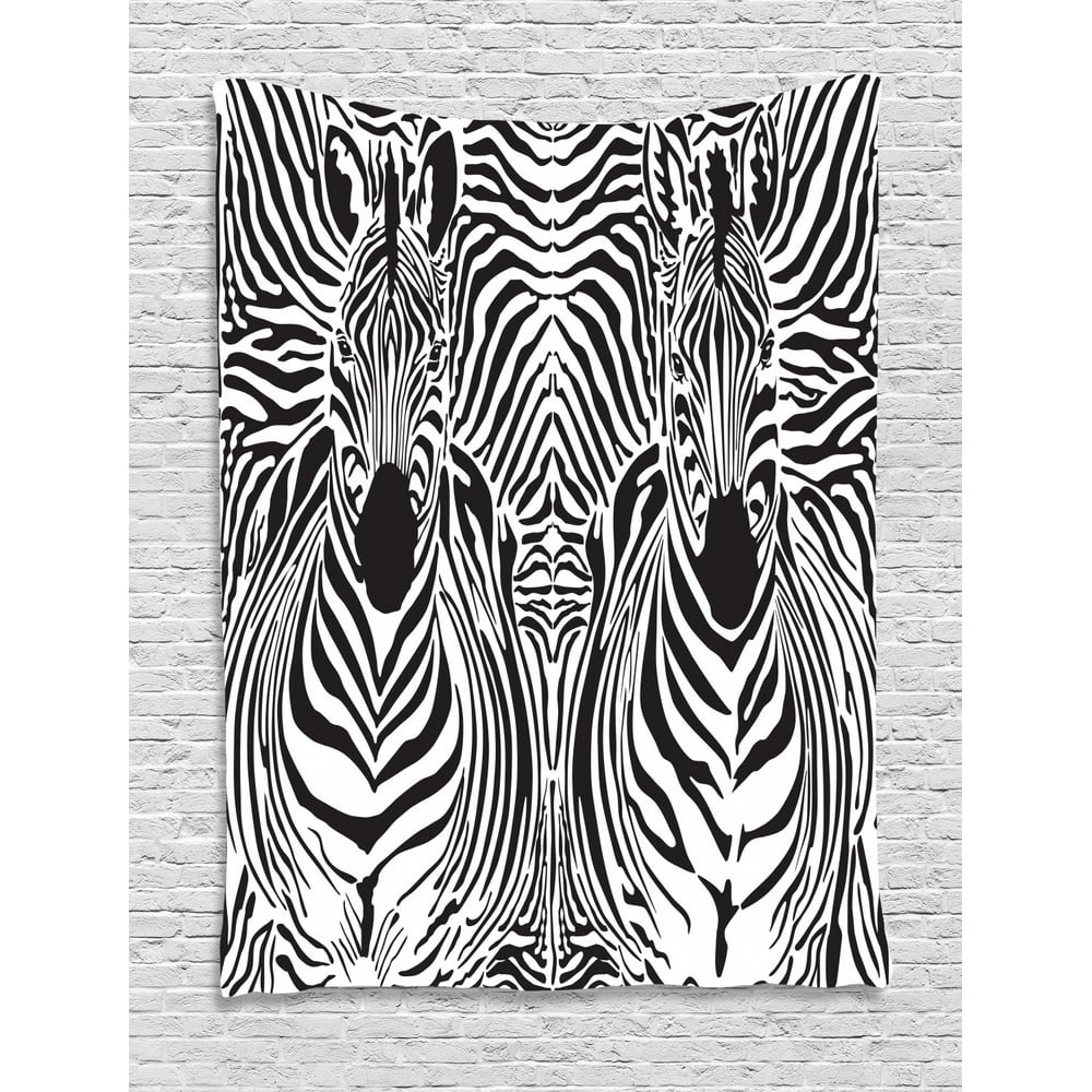 Zebra Print Decor Wall Hanging Tapestry, Illustration Pattern Zebras