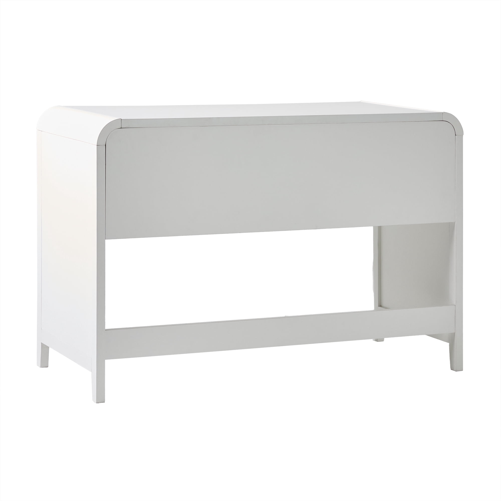 Walker Edison Modern Curve Design Writing Desk with Drawer, White