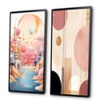 thumbnail image 3 of Designart "Vintage River Dreams Blue Pink Boho" Abstract Landscape Framed Wall Art Set Of 2 - Modern Pink Frame Gallery Set For Office Decor, 3 of 6