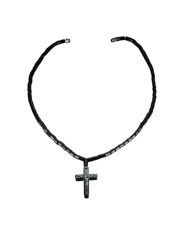 Magnetic Hematite Health Healing Cross Necklace Pendant Jewelry, J-261-H