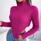 thumbnail image 3 of Suéter de mujer de cuello alto de manga larga asimétrico de moda de las mujeres suéter de ajuste casual, 3 of 6