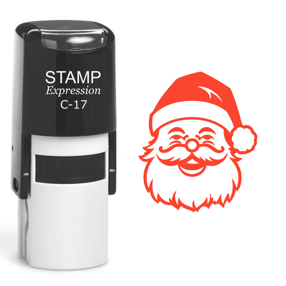 stampexpression - Santa Head Christmas Self Inking Rubber Stamp - Red Ink (A-61091)
