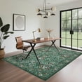 thumbnail image 2 of FairOnly 8'x10'Pastoral Washable Low Pile Rug Modern Farmhouse Non Slip Foldable Carpet for Kitchens Bedroom Living Room,Dark Green, 2 of 7