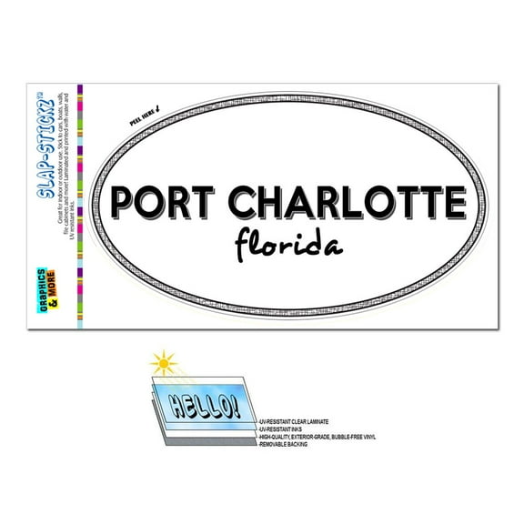 Port Charlotte, FL - Florida - Black and White - City State - Oval Laminated Sticker