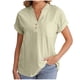 thumbnail image 1 of Vestidos Casuales Para Mujer, Blusas De Mujer De Moda Blusa informal de manga corta con cuello en V y bolsillos para mujer, color liso, 1 of 5