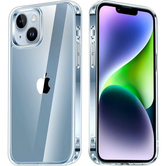 Transparent Case for Apple iPhone 13 Clear Case, [Yellow Resistant] Hard Back Cover Soft Silicone, Shockproof Slim Case for Apple iPhone 13