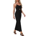 thumbnail image 4 of INSPIRAR CHIC Mono de Verano para Mujer Casual con Tirantes Espagueti Corte Abierto Pantalón Ancho XL Negro, 4 of 6