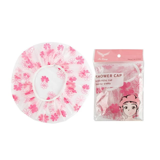 Bonnet de Douche Réutilisable Imperméable à Pois Roses pour Femmes, Bonnet de Bain pour Cheveux Longs, Accessoires de Douche de Spa Élastiques et Flexibles, Petits Cadeaux pour Bas de Noël