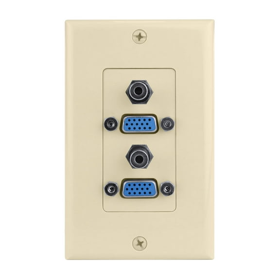 Construct Pro VGA   3.5mm Dual Audio Wall Plate (Ivory)