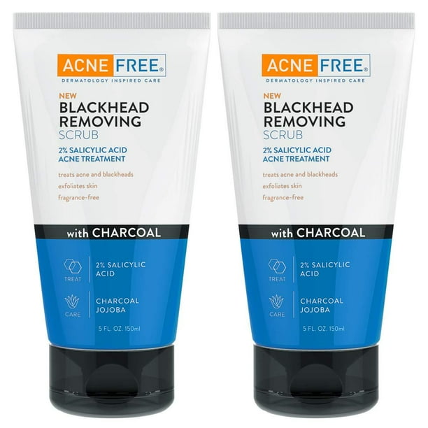 AcneFree Blackhead Exfoliating Face Scrub With 2 Salicylic Acid And Charcoal Jojoba, Pack of 2