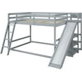 thumbnail image 6 of Wooden Bed Frame Full, Full Over Full Bunk Bed with Ladder, Slide and Shelves, 6 of 8