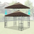 thumbnail image 2 of 10x10 Ft Replacement Gazebo Canopy, Double Tiered Outdoor Patio Tent Roof Cover with Wavy Border, UV Protection & Water Repellent Polyester Fabric, Khaki (Frame Not Included), 2 of 4