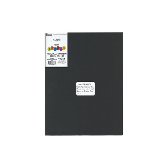 Essentials By Leisure Arts Arts Foam Sheet 9x12" 2mm Black 15pc
