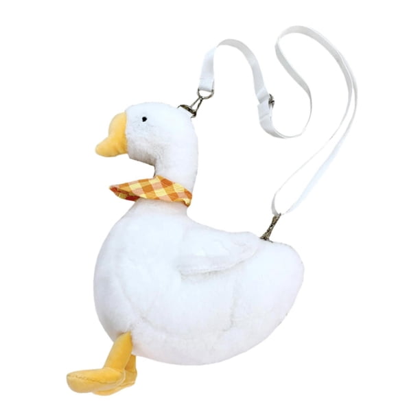 Bolso de hombro con diseño de ganso, cartera con bolsillo con cremallera, monedero de trabajo, bonito monedero para llaves Blanco