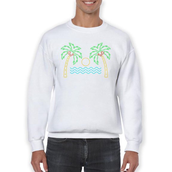 Summer Beach Neon Sweatshirt Men -SPIdeals Designs, Male XX-Large