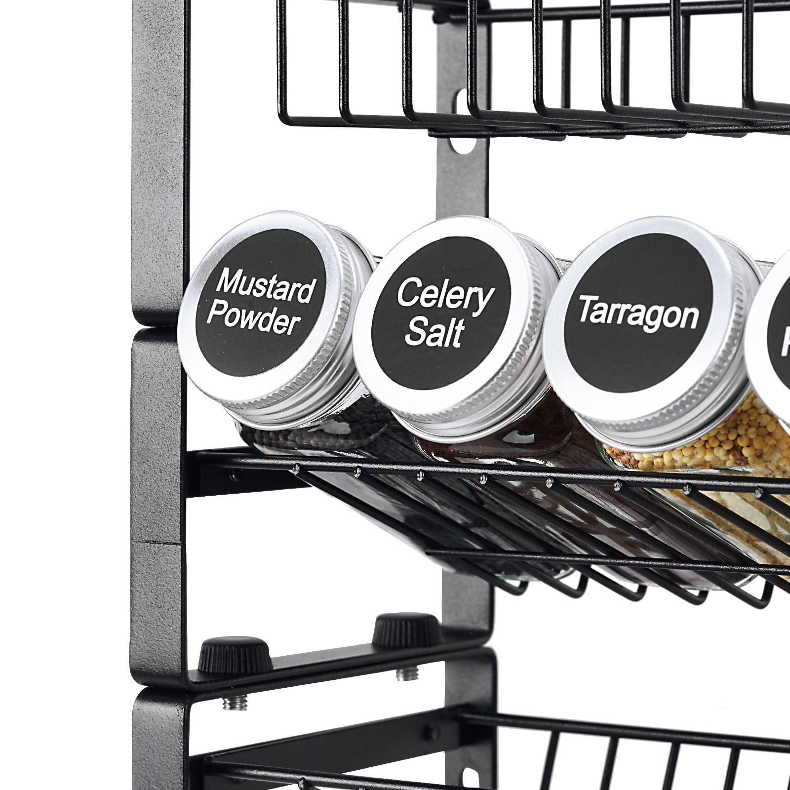 Spice Rack Organizer 2-Tier Main Rack + 2 Single-Tier Racks Stackable Design Countertop or Wall Mount Q195 Steel Frame for Kitchen Storage