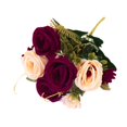 thumbnail image 2 of Ramo de rosas artificiales, rosas de imitación realistas de 5 cabezas, ramo de rosas de imitación para decoración de boda y San Valentín para el hogar Rojo oscuro, 2 of 9