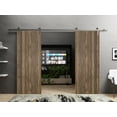 thumbnail image 3 of Sturdy Double Barn Door 48 x 84 inches with | Planum 0016 Walnut with Frosted Glass | Stainless Steel 13FT Rail Hangers Heavy Set | Solid Panel Interior Doors, 3 of 6