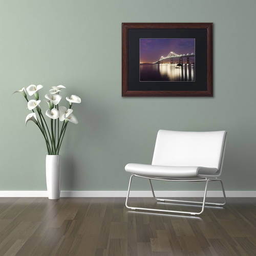 "Newport Bridge Dusk" Canvas Art by Michael Blanchette Photography Black Matte, Wood Frame