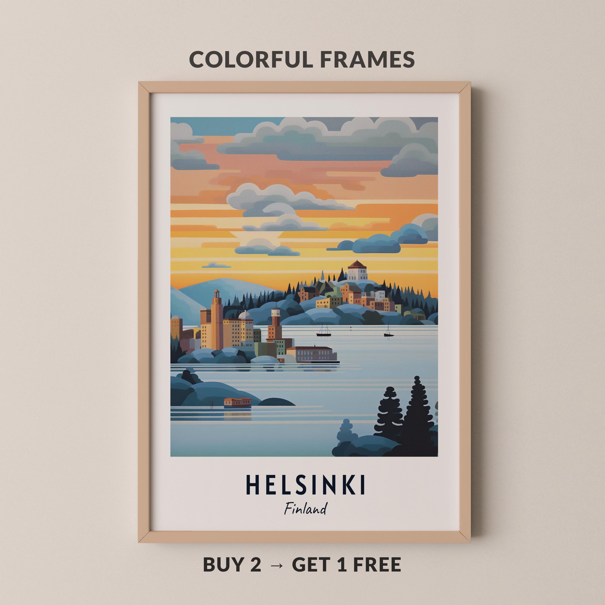 Helsinki Travel Finland City Cityscape Decorative Art Poster , Poster Print Only