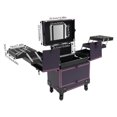 thumbnail image 3 of Modern Rolling Makeup Train Case Trolley Cosmetic Organizer Box with Mirror Purple, 3 of 12