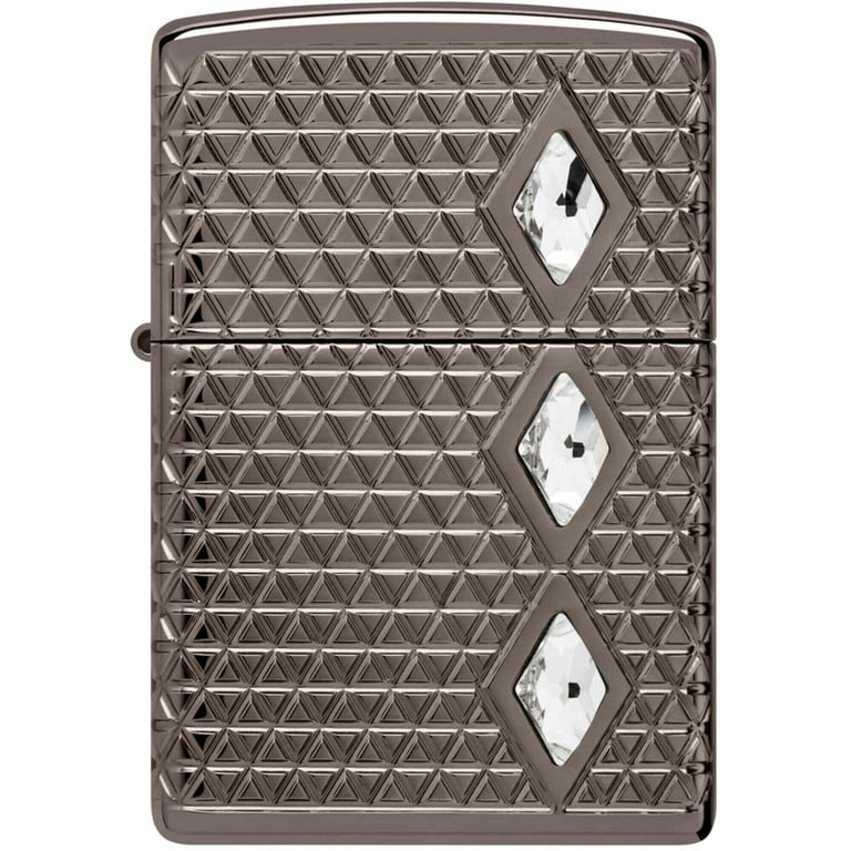 Zippo 46316 Diamond Pattern Design Black Ice Metal Pocket Lighter
