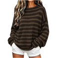 thumbnail image 5 of MYAOYI Womens Oversized Striped Sweater Crew Neck Drop Shoulder Knit, 5 of 8