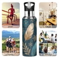 thumbnail image 5 of 600ML Transparent Sports Water Bottle with Handle & Straw Portable Water Bottle for Outdoor Camping Gym Snowflake and Feather Pattern, 5 of 7