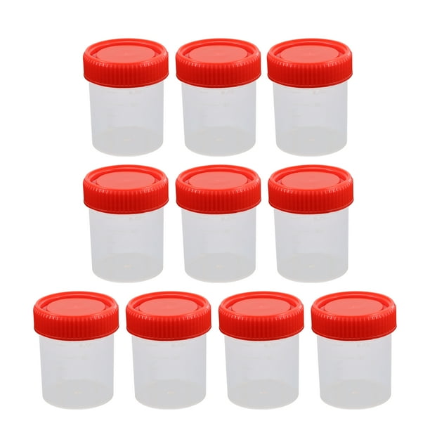 10 vasos de plástico para recolección de muestras de orina a prueba de fugas.