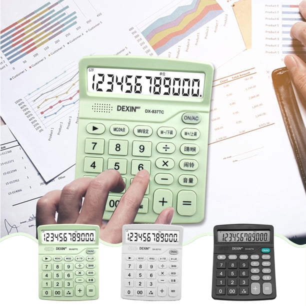 mfyjkho Calculadora de escritorio funcional estándar con pantalla grande de 12 dígitos, funciona con pilas AAA, material plástico, 14,67 x 12,02 x 5,2 cm, para uso en oficina, 1 unidad