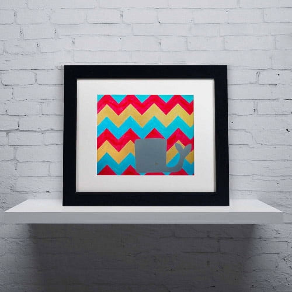 Trademark Fine Art "Pink and Gold Whale Chevron" Canvas Art by Nicole Dietz, White Matte/Black Frame