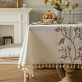 thumbnail image 5 of Namzi Tablecloth for Dining Table Rustic Table Cover, Farmhouse Kitchen Table Cloth, Cotton Linen Fabric Small Rectangle Table Cloths for 6 to 8 Seats, Beige, Coffee Leaf, 55x86 Inch, 5 of 5