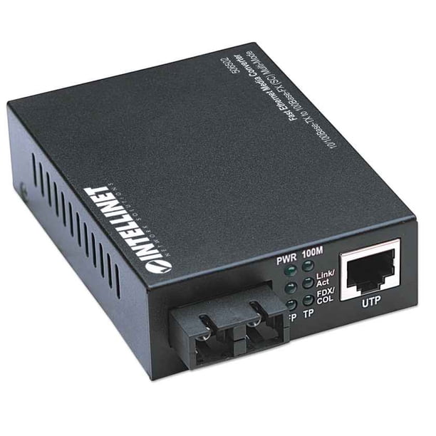 Convertidor de Medios Fast Ethernet Intellinet Un puerto de Fibra SC dúplex 100Base-FX multi-modo