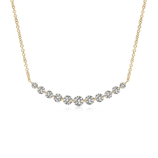 Angara Collier en Diamant Naturel - Collier Pendentif Rond Contemporain en Or Jaune 14K pour Femmes