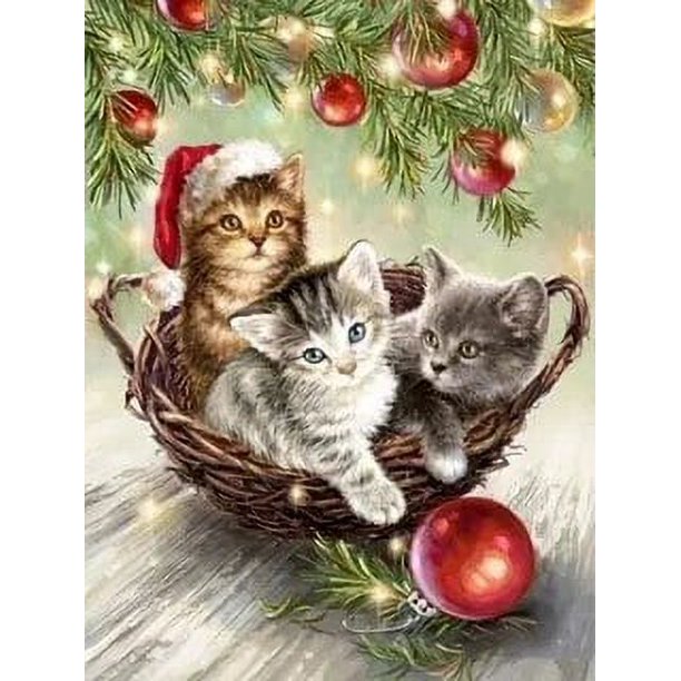 Pintura de diamantes 5D DIY, mosaico de diamantes redondos completos de Papá Noel, bordado de animales, punto de cruz, arte de diamantes de imitación, regalo de decoración del hogar de Navidad