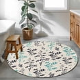 thumbnail image 3 of Aqua Grey Botanical Round Area Rug 4Ft Washable Circle Rugs for Bedroom Dining Room, Rustic Country Spring Floral Summer Leafv Non-Slip Carpet Floor Mats Indoor Outdoor Carpet Runner Home Decor, 3 of 8